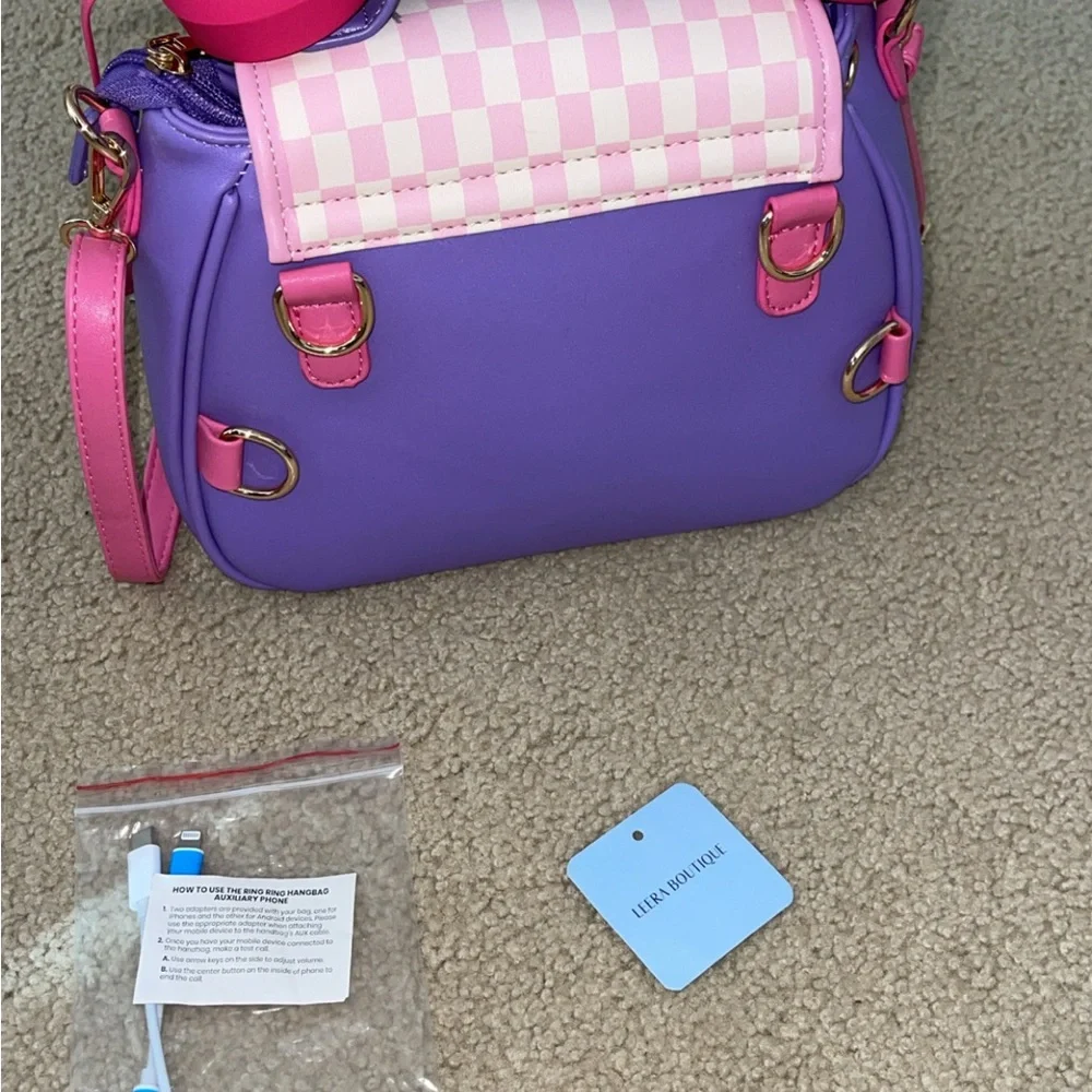 Chic Retro Phone Handbag in Pink and Purple - Picture 5 of 7